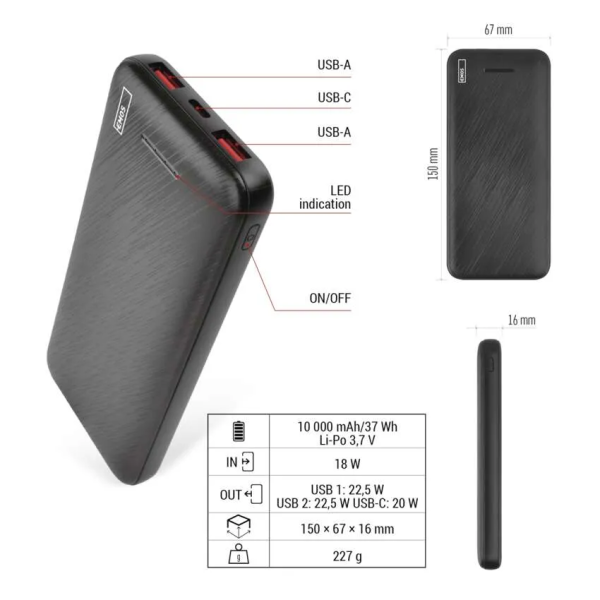 Фото - Батарея мобильная EMOS AlphaQ3 B0571B 22,5W/10000mAh, черный, PD20W