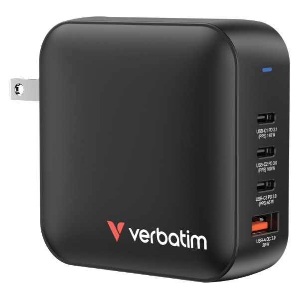 Фото - Сетевое зарядное устройство Verbatim Mini GaN 165 Вт 3xUSB-C/1xUSB-A (32216)
