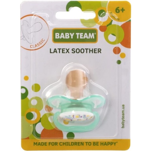 Фото - Симетрична пустушка Baby Team латексна (3222 м'ятний)