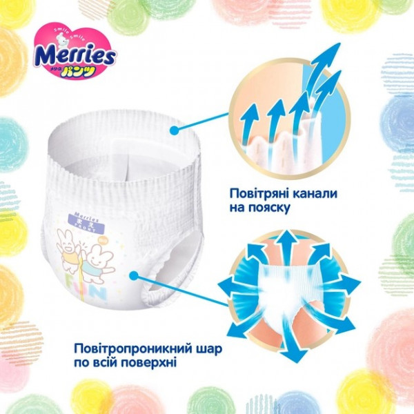 Фото - Одноразові підгузки-трусики MERRIES Розмір M (6-11 кг), 58 шт. (424125)