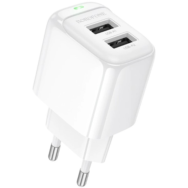 Фото - Сетевое зарядное устройство BOROFONE BAS41A Potential dual-port charger White (6941991113741)