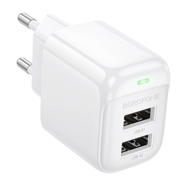 Фото - Сетевое зарядное устройство BOROFONE BAS41A Potential dual-port charger White (6941991113741)