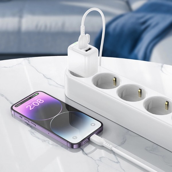 Фото - Сетевое зарядное устройство BOROFONE BAS41A Potential dual-port charger White (6941991113741)