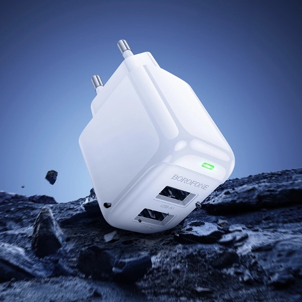 Фото - Сетевое зарядное устройство BOROFONE BAS41A Potential dual-port charger White (6941991113741)