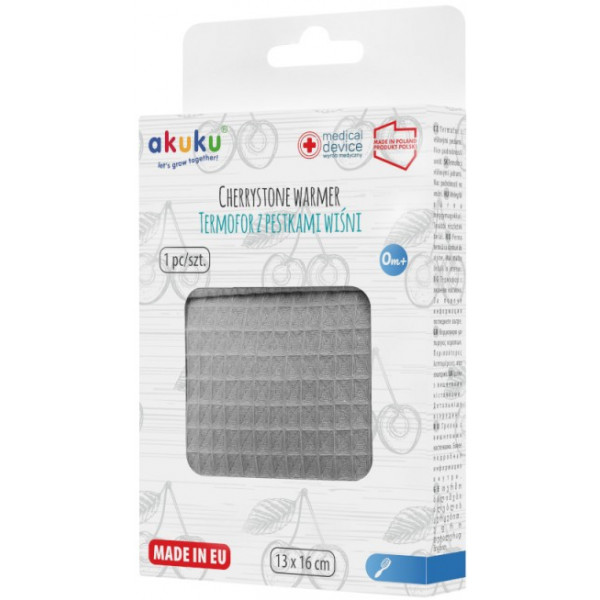 Фото - Суха грілка для малюка Akuku з вишневими кісточками 13x16 см, сірий (A0635)