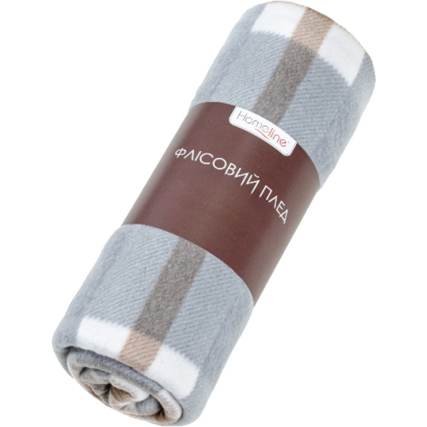 Фото - Плед полуторний Home Line 160х220 Полар принт Клітинка сіро-бежева (181250)