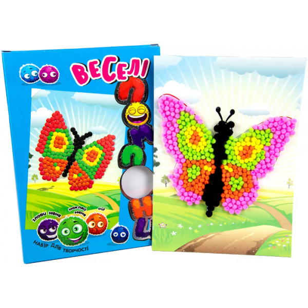 Фото - Набір для виготовлення аплікацій Strateg Веселі помпони - метелик (укр.) (30991)
