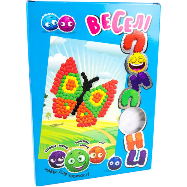 Фото - Набір для виготовлення аплікацій Strateg Веселі помпони - метелик (укр.) (30991)