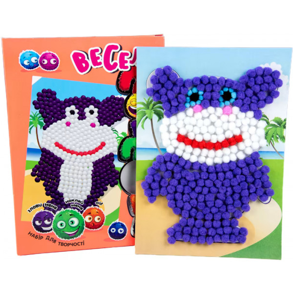 Фото - Набор для изготовления аппликаций Strateg Веселые помпоны - бегемот (укр.) (30993)