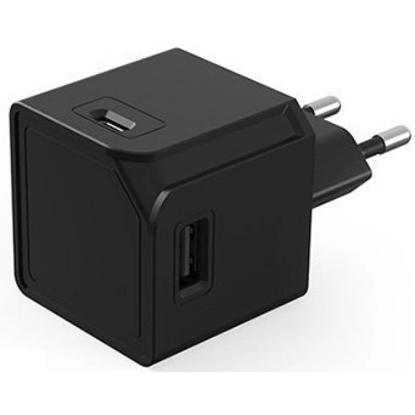 Фото - Мережевий зарядний пристрій Allocacoc USBcube Original USB A+C Black (10466BK/EUACMC)