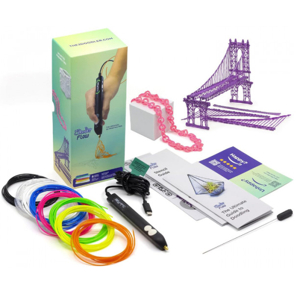 Фото - 3D-ручка 3Doodler Flow для проф. использования – СИНЯЯ (8 cтержней, аксессуары) (FLOW-INTL)