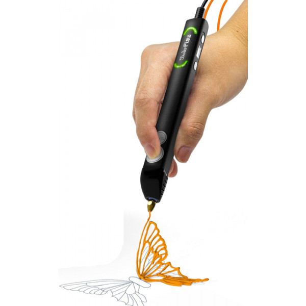 Фото - 3D-ручка 3Doodler Flow для проф. использования – СИНЯЯ (8 cтержней, аксессуары) (FLOW-INTL)