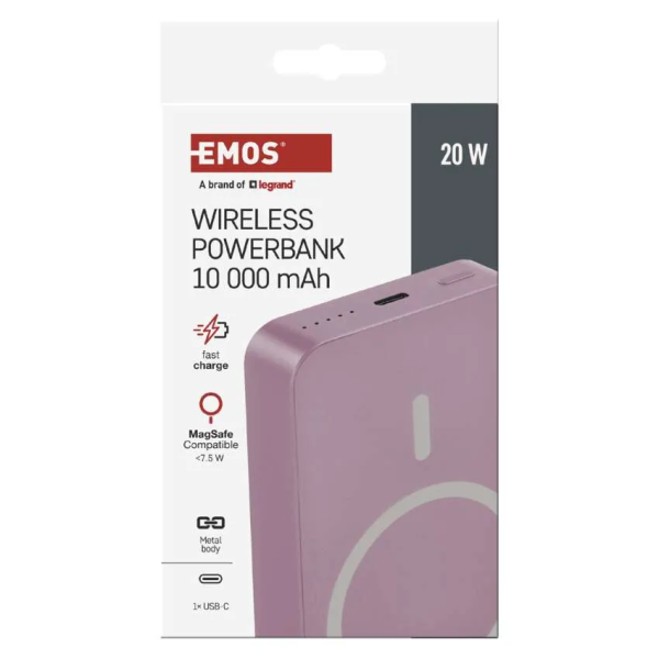 Фото - Батарея мобильная EMOS B0551S WI1046 20W/10000mAh, розовый, PD20W