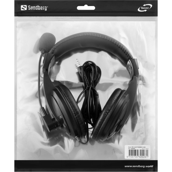 Фото - Гарнитура проводная Sandberg Saver MiniJack Headset Large, 3,5мм Black (325-28)