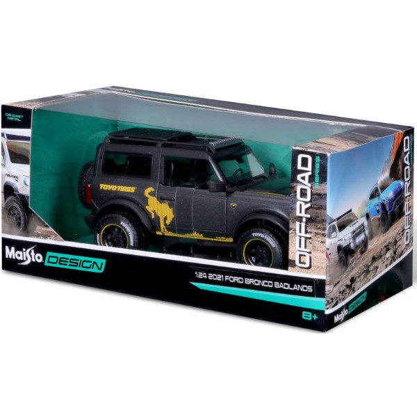 Фото - Коллекционная машинка 1:24 Maisto 2021 Ford Bronco Badlands (32541 met. grey)