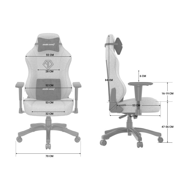Фото - Крісло для геймерів Anda Seat Phantom 3 Size L Dark Gray Linen Fabric (AD18Y-06-GB-F)
