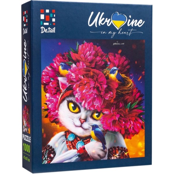 Фото - Пазли (8 +) De.tail "White cat in the pink wreath " (DT1000-05)