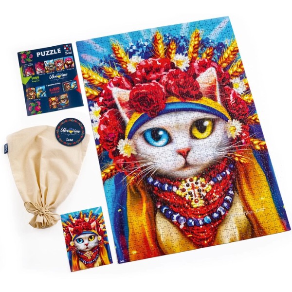 Фото - Пазли (8 +) De.tail "White cat in the wreath" (DT1000-06)