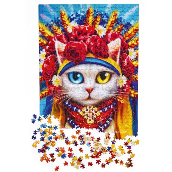 Фото - Пазли (8 +) De.tail "White cat in the wreath" (DT1000-06)