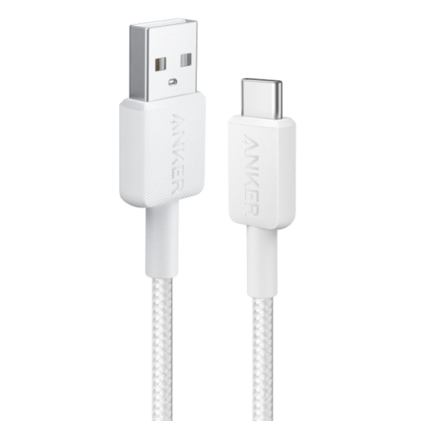 Фото - Перехідник Anker 322 USB-A to USB-C - 0.9m Nylon White (A81H5H21)