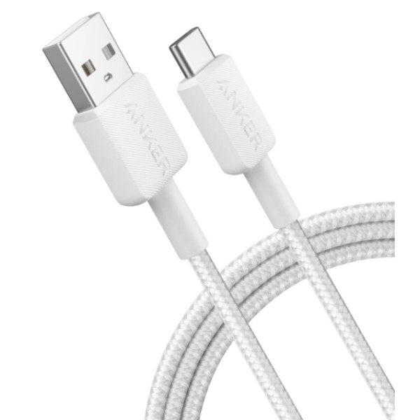 Фото - Перехідник Anker 322 USB-A to USB-C - 0.9m Nylon White (A81H5H21)