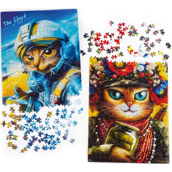 Фото - Пазли (8 +) De.tail 2 in 1 "Сat soldier &amp;amp; the Ghost of Kyiv cat" (DT500-09)