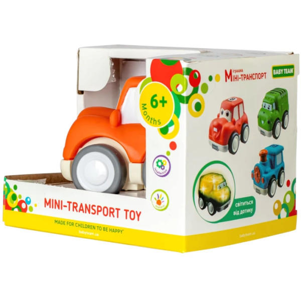 Фото - Базовий ігровий транспорт для малюка Baby Team Міні-транспорт (8604_помаранчева машинка)
