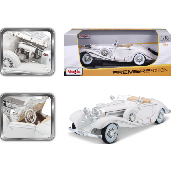 Фото - Колекційна машинка 1:24 Maisto 1936 Mercedes-Benz 500K  Specialroadster (36055 white)