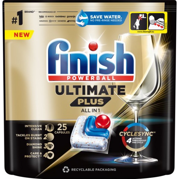 Фото - Таблетка для посудомийної машини Finish Ultimate Plus All in 1, 25 шт