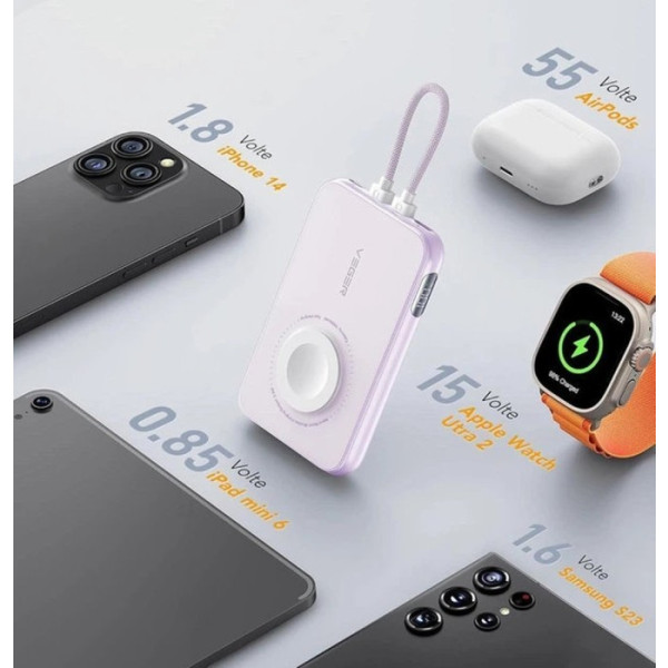 Фото - Батарея мобільна Veger V1171 10000mAh 20W Pink (X001XES8EF)