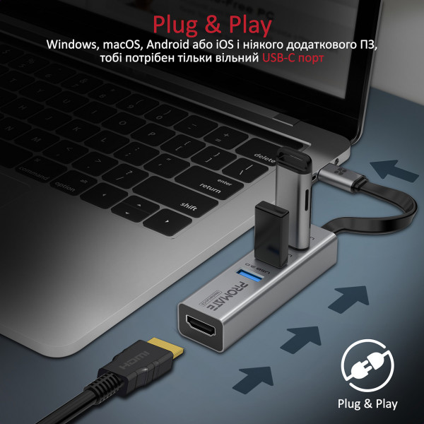 Фото - Хаб USB Promate Mediahub-c3.grey