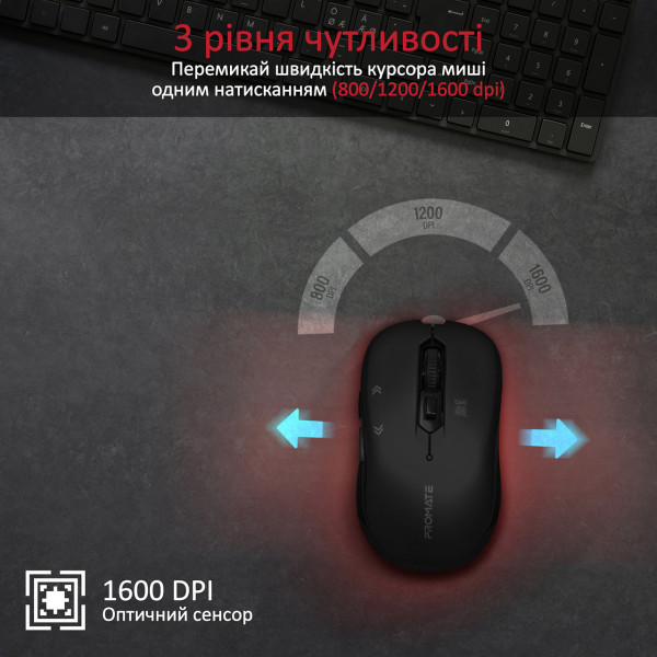 Фото - Мышь беспроводная Promate slider.black