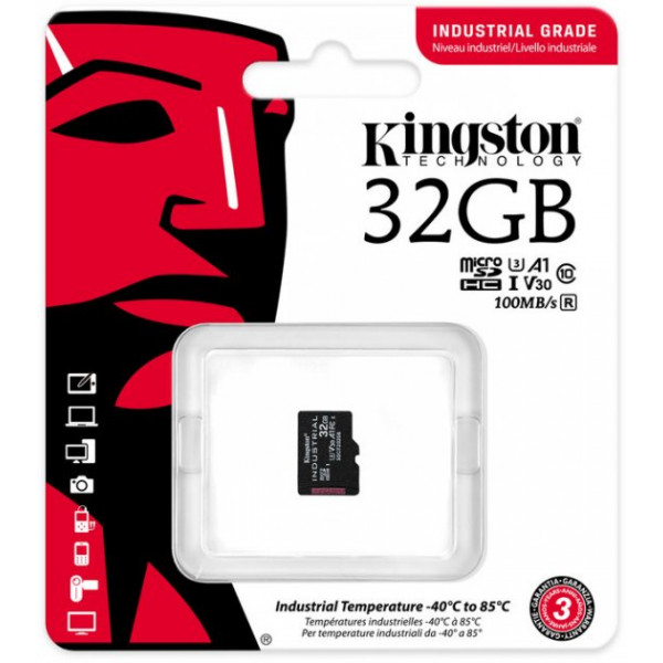 Фото - Карта пам'яті Kingston 32GB microSDHC Industrial C10 A1 pSL C Card Single Pack w/o Adapter (SDCIT2/32GBSP)