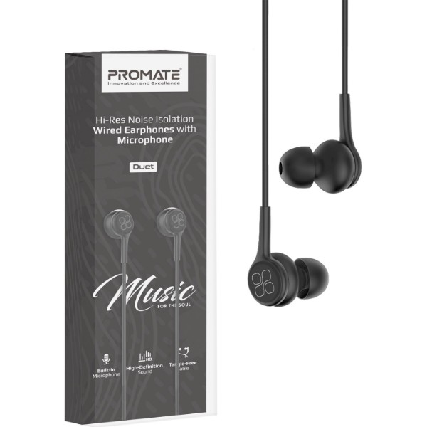 Фото - Наушники вкладыши проводные Promate Duet.Black