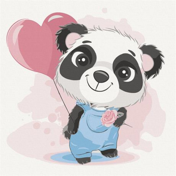 Фото - Картина за номерами ArtCraft Панда з кулькою 30х30 см (15534-AC)