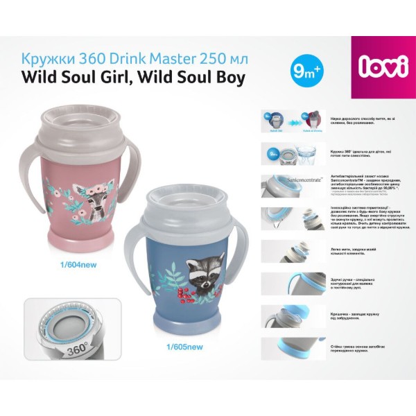 Фото - Поильник-непроливайка детский Lovi 360 Drink Master 250 мл Wild Soul Boy (1/605new)