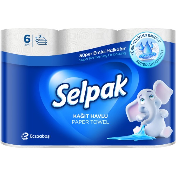 Фото - Рушники паперові SELPAK 3сл, 6шт
