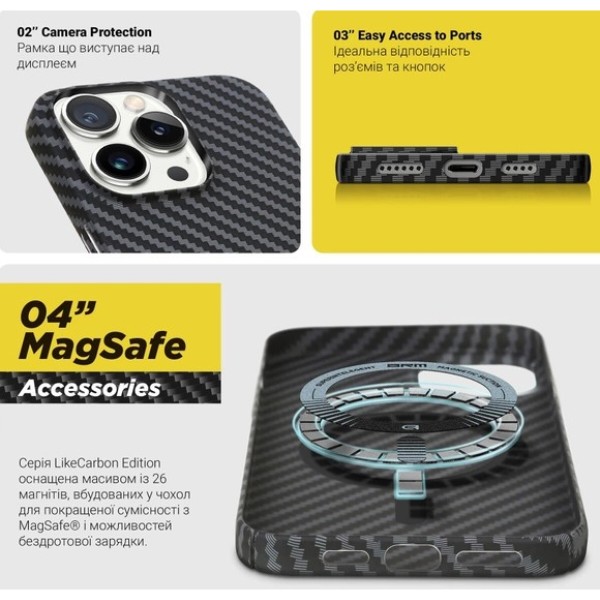 Фото - Чехол для смартфона Armorstandart LikeCarbon MagCase for Apple iPhone 14 Pro Black (ARM66365)