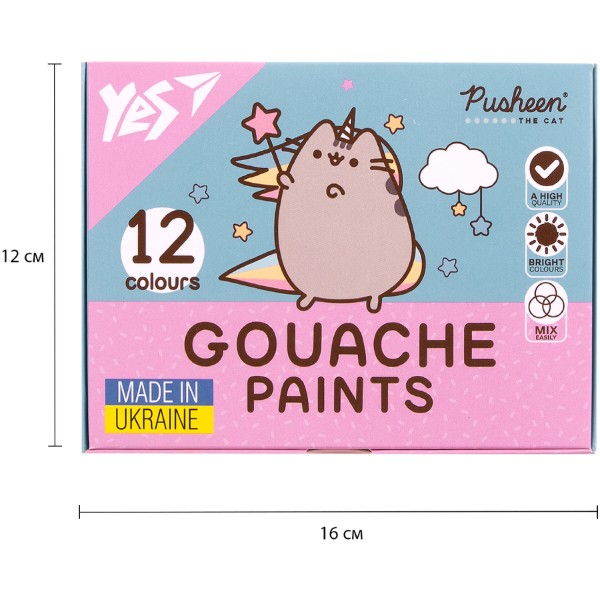 Фото - Краски YES Pusheen 12 цв.. 20 мл (230402)