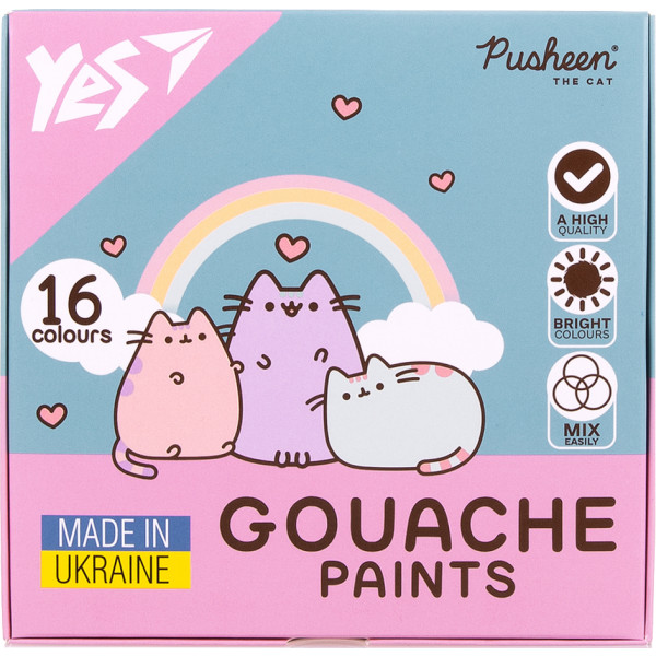 Фото - Краски YES Pusheen 16 цв. 20 мл (230403)