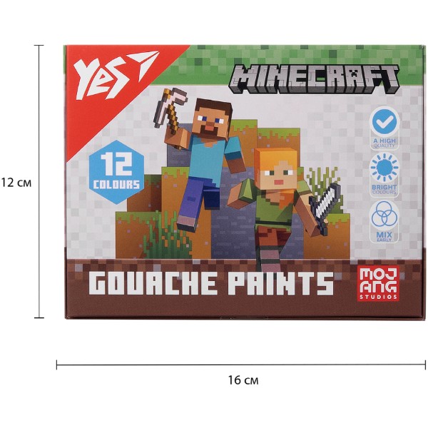 Фото - Краски YES Minecraft 12 цв.. 20 мл (230407)