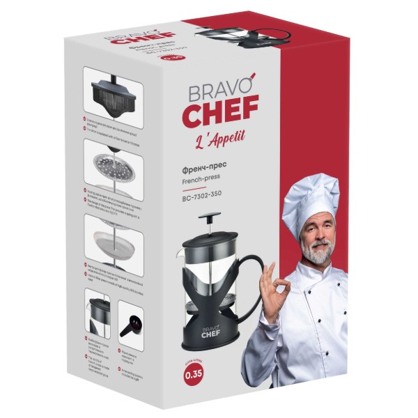 Фото - Френч-прес BRAVO CHEF L'Appetit 0.35 л Black (BC-7302-350)