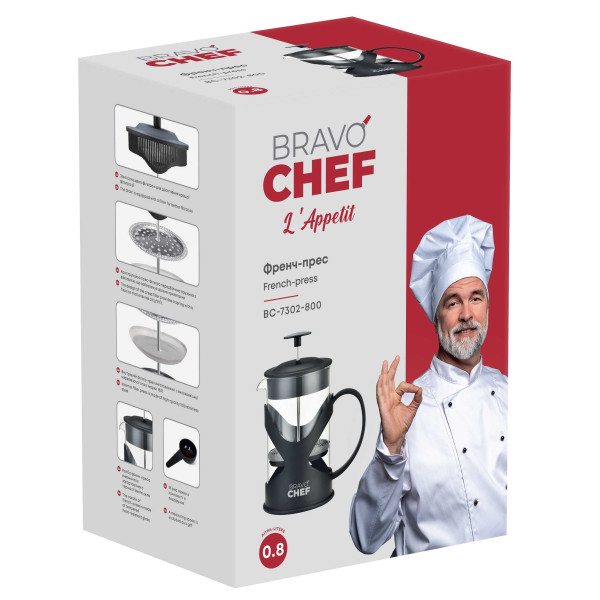 Фото - Френч-прес BRAVO CHEF L'Appetit 0.8 л Black (BC-7302-800)