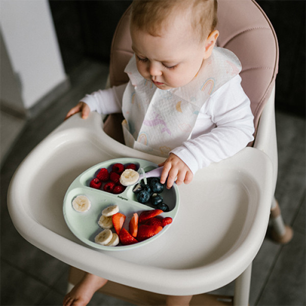 Фото - Тарілка для малюка BabyOno на три секції з присоскою Зелений (1482/03)