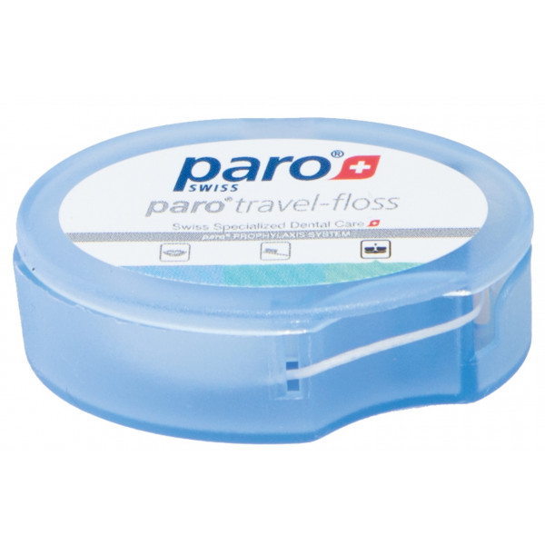 Фото - Зубна нитка Paro Swiss paro travel floss, вощений, з м'ятою, 5 м синій (7.1763/2)