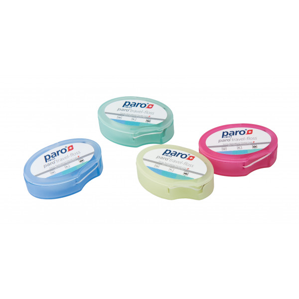 Фото - Зубна нитка Paro Swiss paro travel floss, вощений, з м'ятою, 5 м рожевий (7.1763/1)