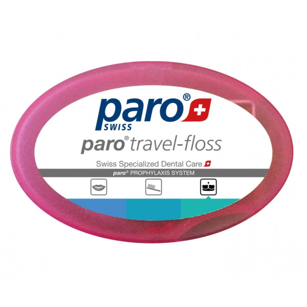 Фото - Зубна нитка Paro Swiss paro travel floss, вощений, з м'ятою, 5 м рожевий (7.1763/1)