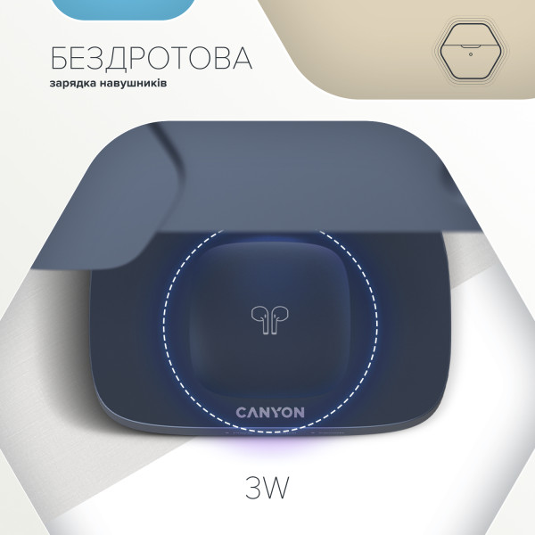 Фото - Беспроводное зарядное устройство Canyon Hexagon WCS-310 QI 3 in 1 Dark Grey Blue (CNS-WCS310DGBL)