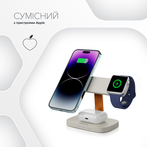 Фото - Беспроводное зарядное устройство Canyon Hexagon WCS-310 QI 3 in 1 Dark Grey Blue (CNS-WCS310DGBL)