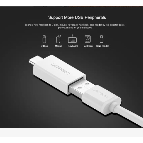 Фото - Перехідник UGREEN US173 USB Type-C to USB 3.0 Female OTG Adapter White (30155)
